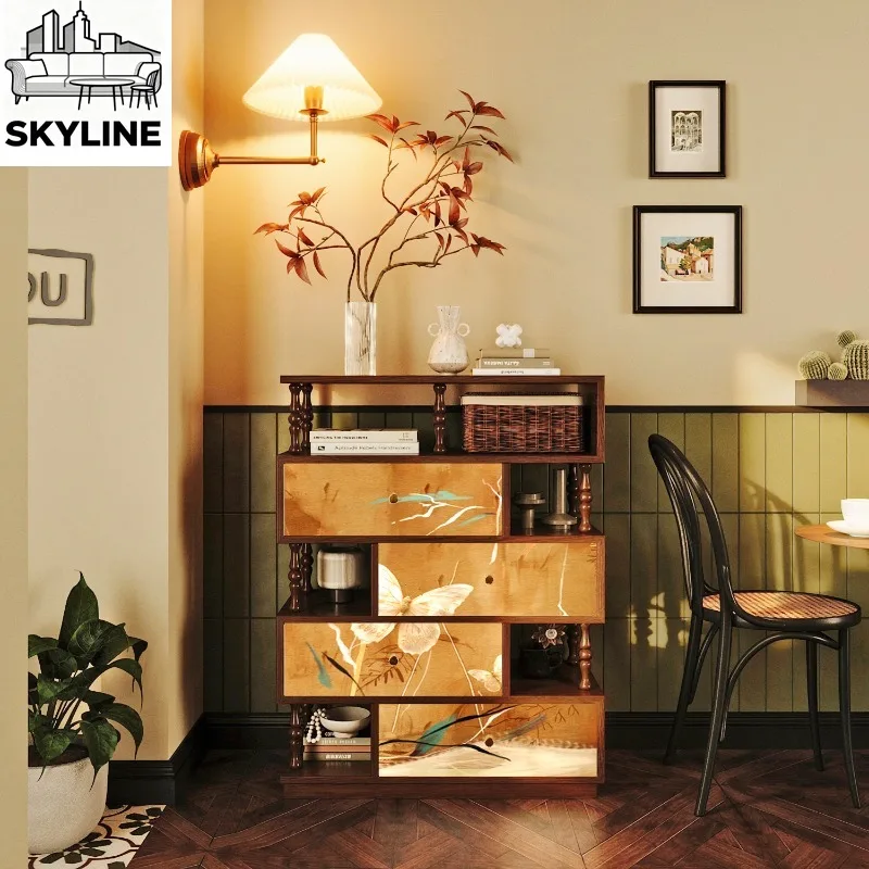 chest solid wood custom painted lacquer painting hotel clubhouse homestay storage cabinet