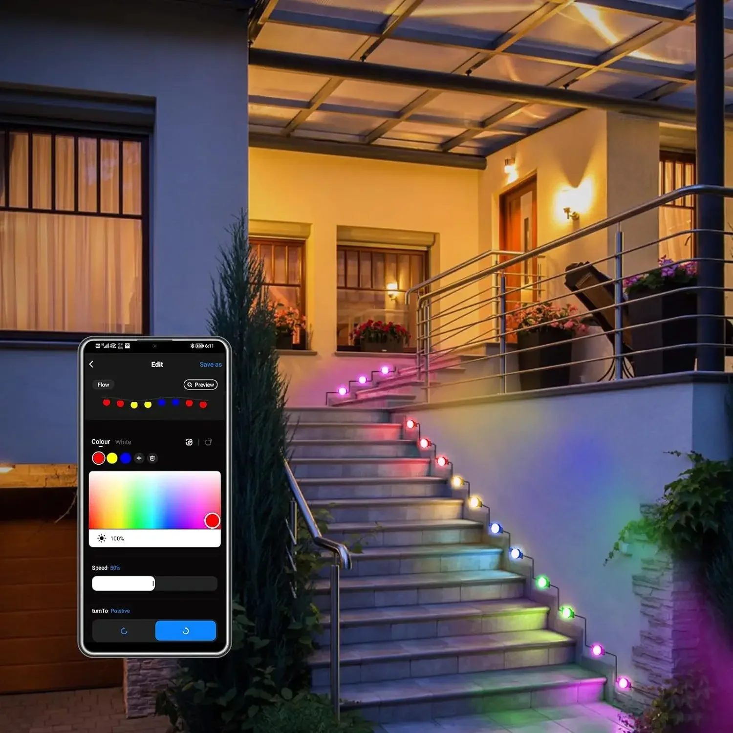 20led colorido beirais luz decoração do jardim atmosfera ao ar livre à prova dwaterproof água lâmpada de corda wifi controle bluetooth para o feriado natal