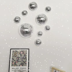 Disegni a specchio con sfera da discoteca da parete Decorazioni per la casa metalliche Decorazione con sfera a specchio per la decorazione della parete di casa a semicerchio con palla da discoteca per matrimoni