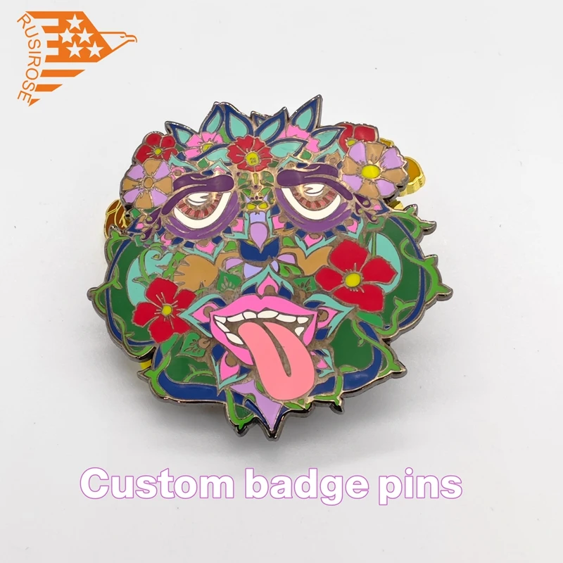 Customized imitation enamel metal brooch badges, custom badge pins, enamel colored badge pins, funny badges