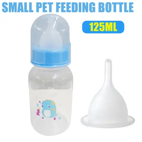 Cute Kitten Feeding Bottle Mini Cat Dog Feeder 125ml Nipple Feeding Bottle PP Cartoon Animals Nursing Bottle for Newborn Kittens