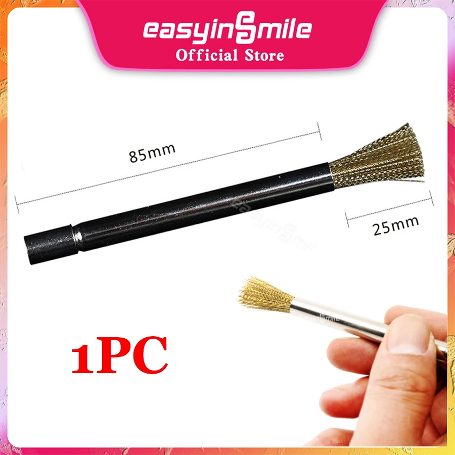 1PC Dental Bur Brush Telescopic Handle Gold Wire Bristles Cleaning Long Time Use Stainless Steel