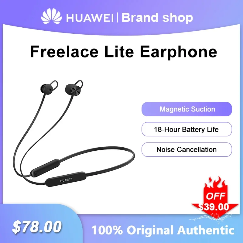 

Huawei Freelace Lite Wireless Bluetooth Headset Noise Reduction Sports In-ear Earphone 18-Hour Battery Life Neckband Headphones