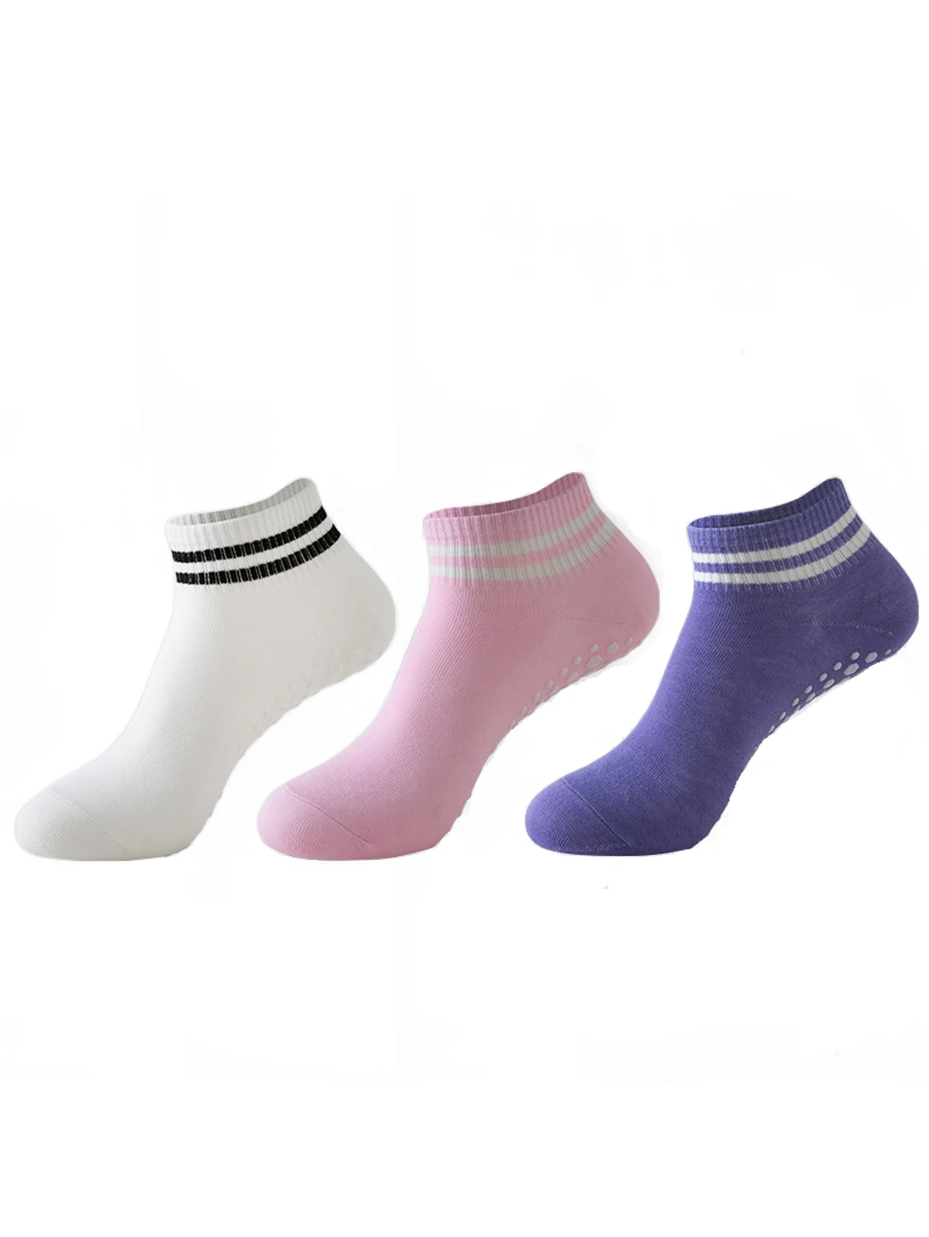 3 pairs Professional Yoga socks, Jump Exercises, Non Slip Solid Cotton, Women's indoor Fitness Trampoline Dance, Seasonal Style