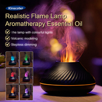 KINSCOTER Volcanic Aroma Diffuser Essential Oil Lamp 130ml USB Portable Air Humidifier with Color Flame Night Light