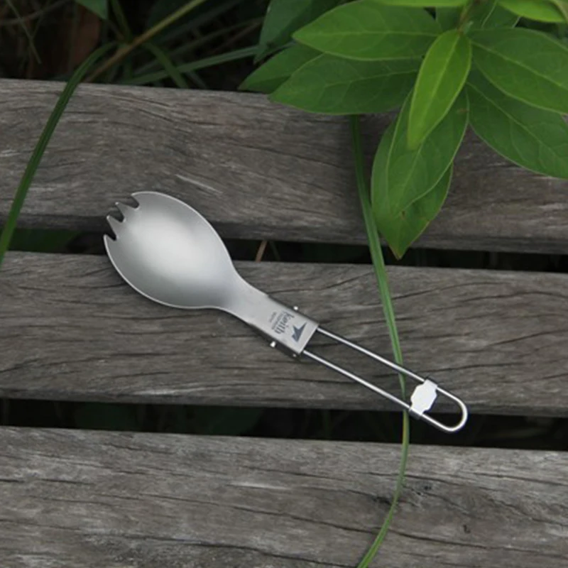 Keith Camping Titanium Folding Fork Spoon with Bag Kitchen Dinnerware Portable Outdoor Travel Picnic Tableware Spoon Ti5301