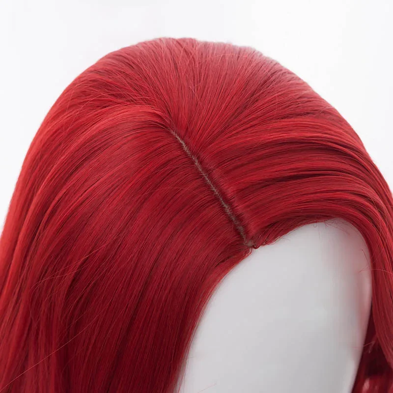 Morematch-Peluca de Cosplay de película Aquaman Mera para mujer, pelo sintético resistente al calor, largo y rizado, color rojo, 80cm