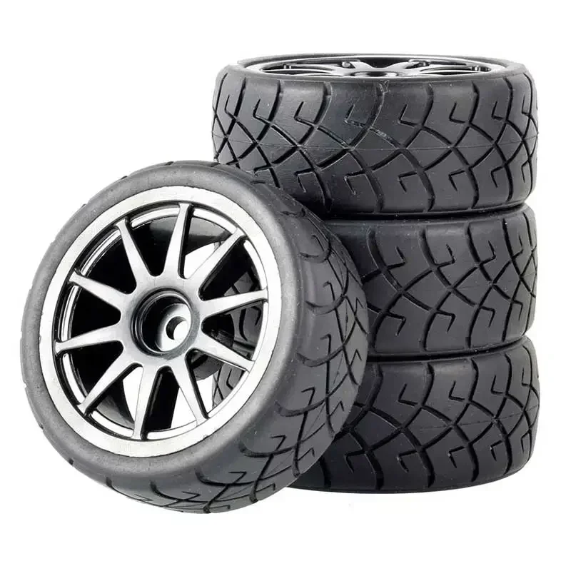 4 pezzi di pneumatici e ruote in gomma per auto RC, mozzo esagonale da 12 mm per WLtoys 144001   e pneumatico per auto 1/18 1/16 1/10