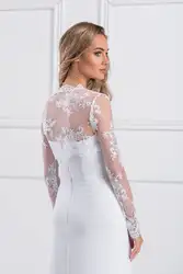 New Customized Lace Bolero Long Sleeve Bridal White Ivory Jacket Women Female Lace Applique Bridal Bolero For Wedding Wraps