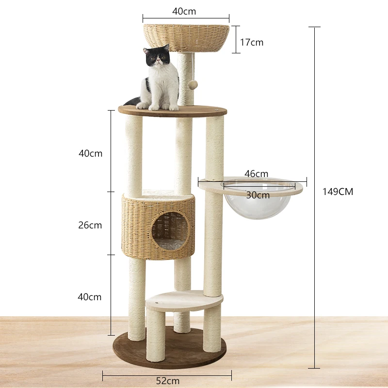 Multi-Story Cat Tree House multifunctional cat house Multi-layer tower cat scratching board Wooden pet supplies