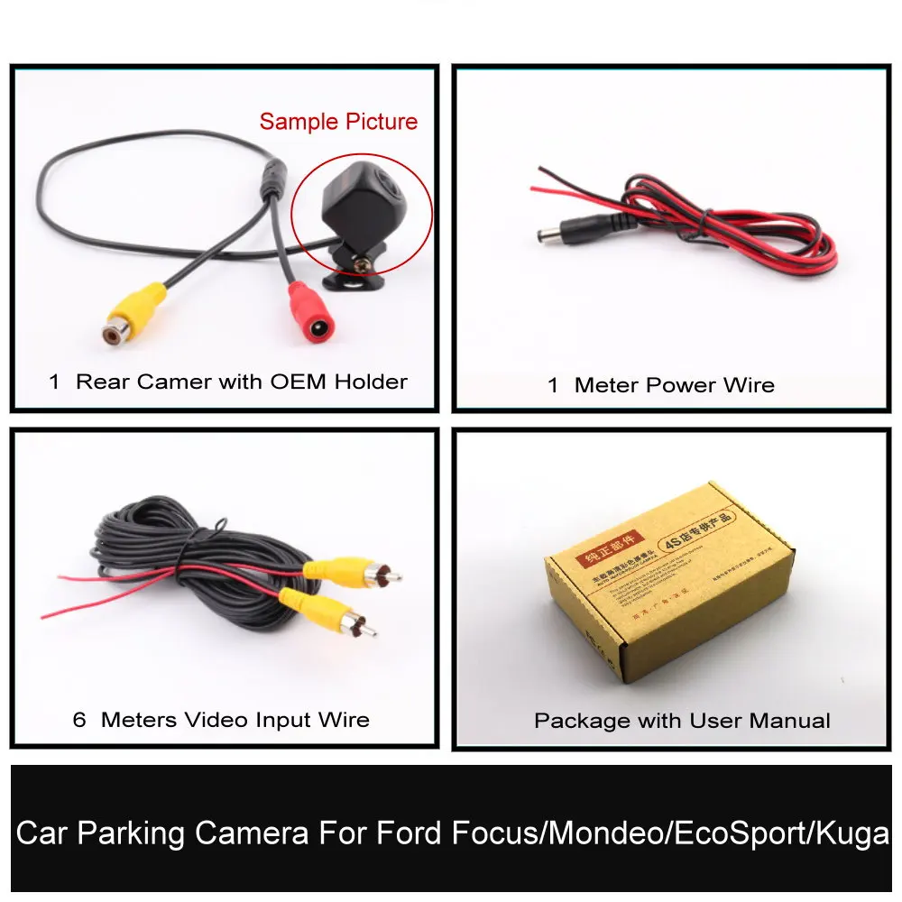 Car Parking Camera For Ford Focus Mondeo C-Max S-Max EcoSport Fiesta MK6 Kuga Galaxy MK3 2004-2014 Rear Cam Dash Kits