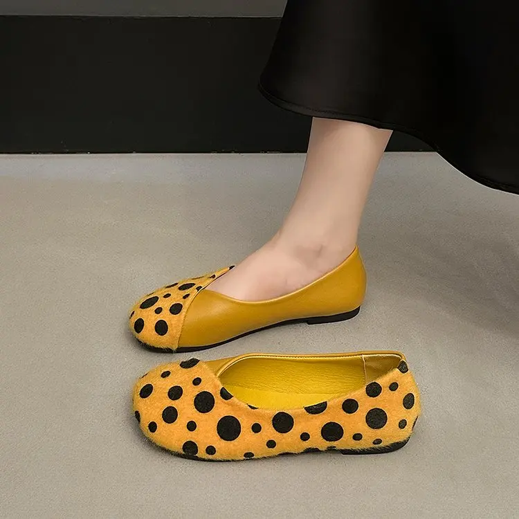 Frühlings-Neuheit: Damen-Flachschuhe mit Runder Spitze, Gepunktetem Wildleder, Bequeme Alltags-Loafer für Büro und Straße – Detail 20