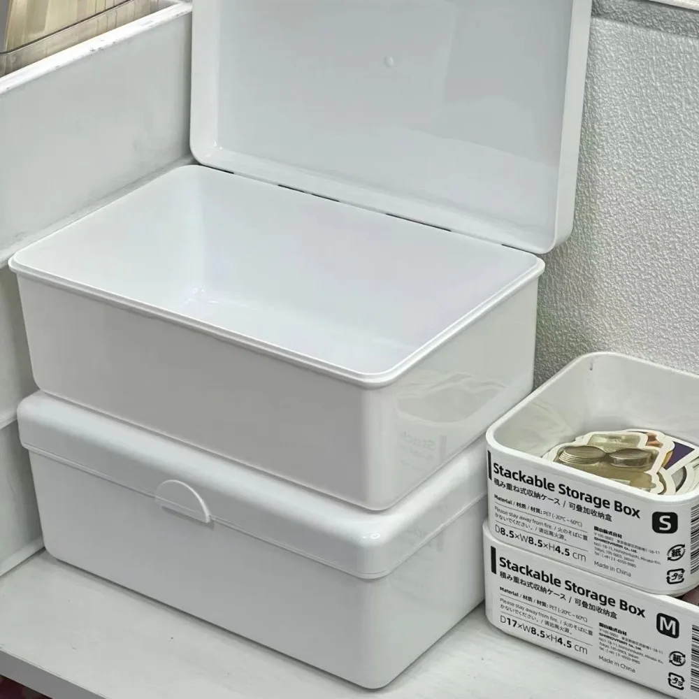 New White Storage Box Dustproof Flip Cover Photo Collect Box Plastics Organizer Box Card