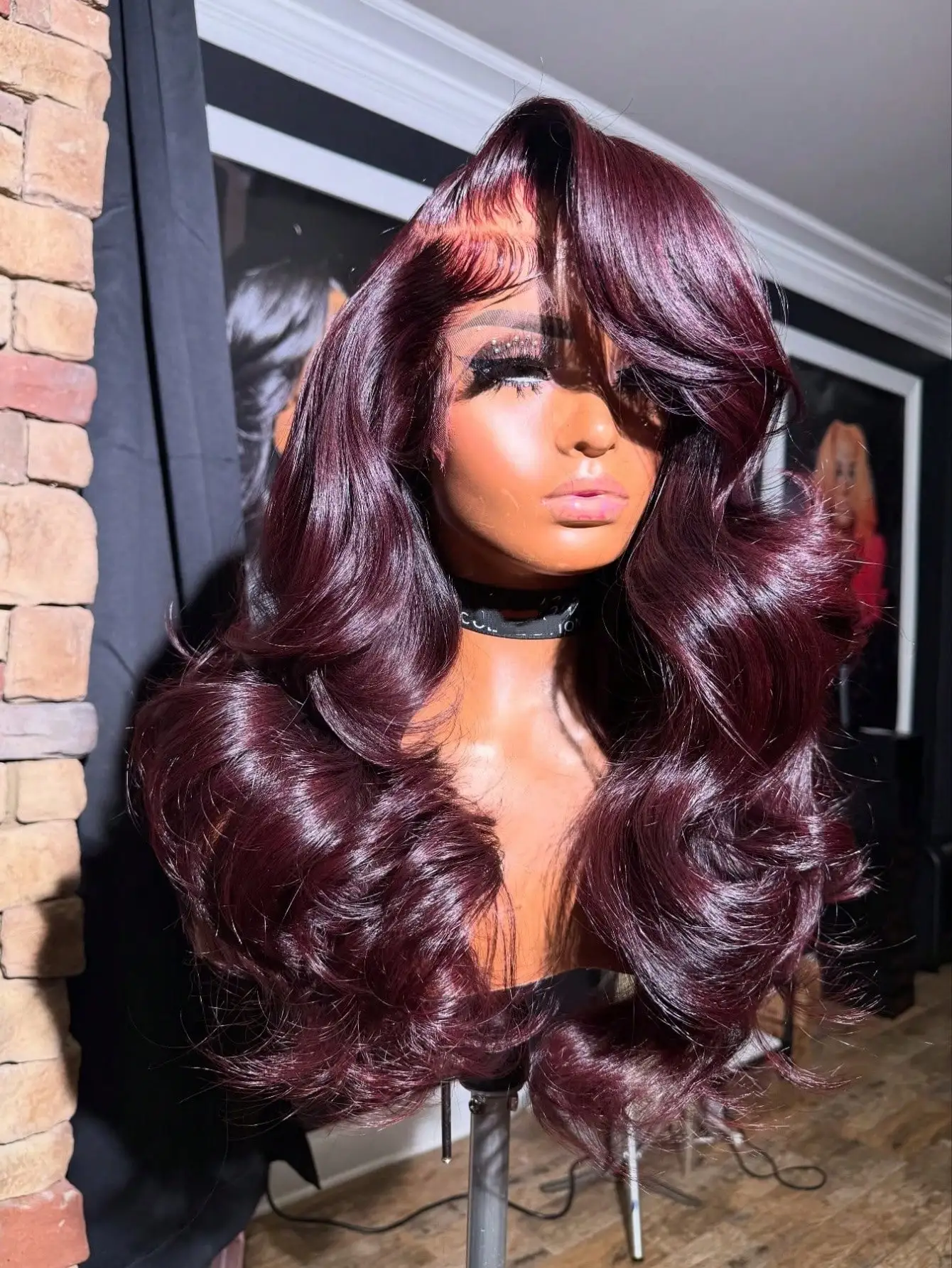 Pelucas de cabello humano de color rojo burdeos ondulado 13x4 HD peluca Frontal de encaje transparente 99J rojo prearrancado con pelo de bebé 200%