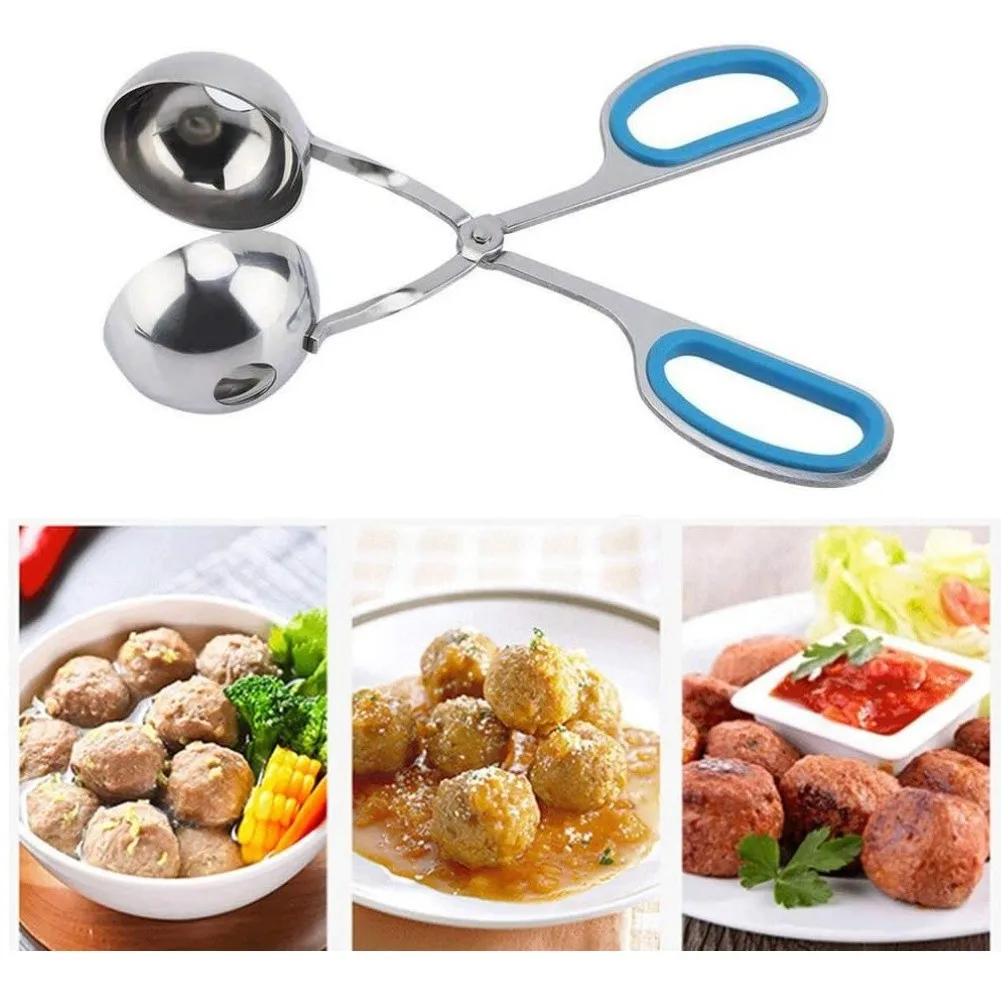 Two-Size Meat Baller Set Stainless Steel for Portioning Ground Meat Cookie Dough and Other Malleable Foods in Home Cooking