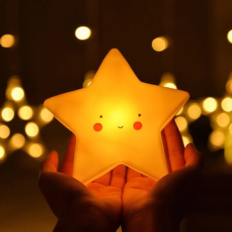 LED Mini Night Light Cartoon Fantasy Star Moon Bedside Light Baby Room Decoration Feeding Night Light Children Gift Toy Capibara