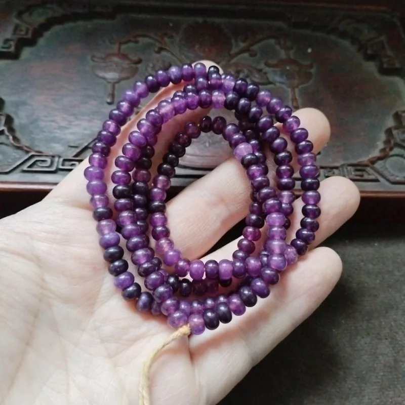 Multi Shades Purple Slice Bead String Retro Glossy Flat Round Spacer Beads Oriental Unisex DIY Jewelry Making Supplies