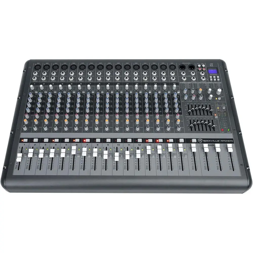 

RPM1870 6000W Powered Mixer 18-Channel, USB/Bluetooth, 18 XDR2 Mic Preamps, 24-Bit Eects, Dual 7-Band EQ, or Live Sound and Even