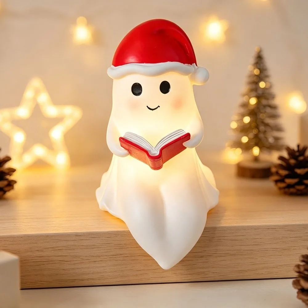 Illuminated Ghost Reading Lamp Warm Glow Button Cells Battery Operated Christmas Ghost Light Whimsical Compact