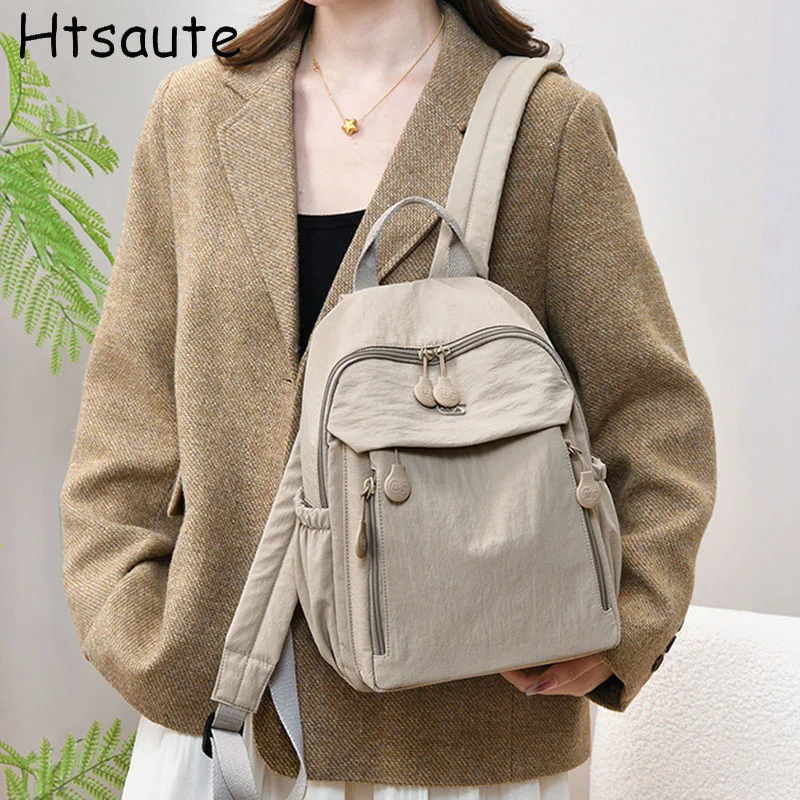 Simple Minimalist Women’s Backpack Durable Nylon Daypack Schoolbag Adjustable Strap for Commute Shopping & Outdoor Activities