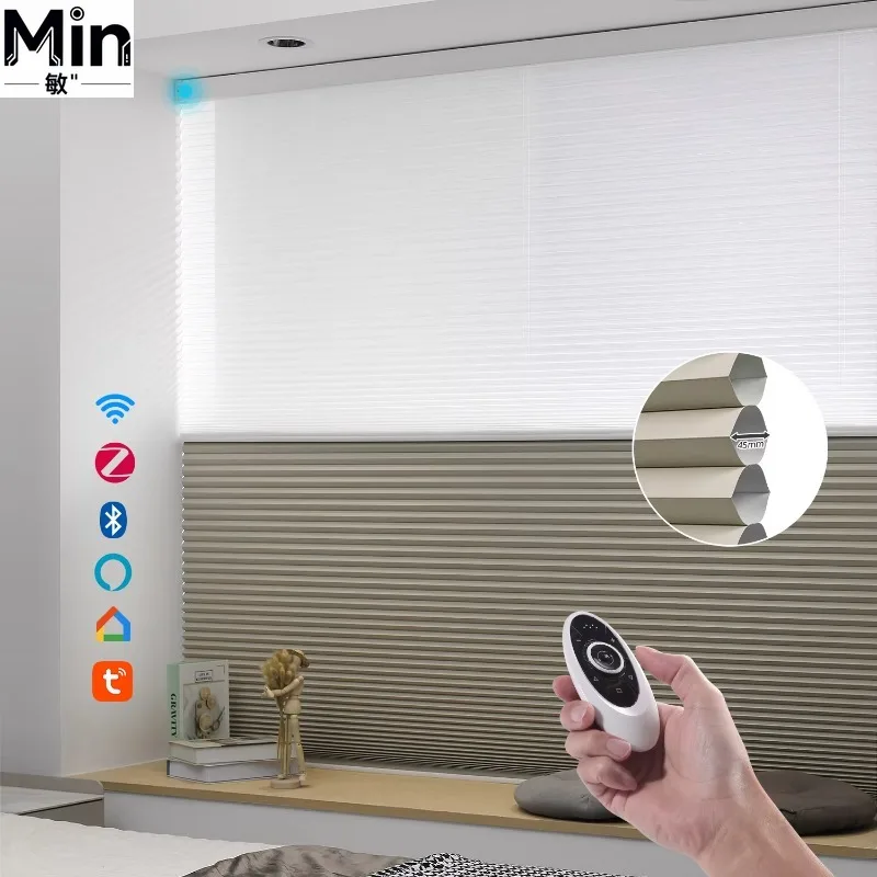 Waterproof Blackout Double Cellular Honeycomb Roller Blinds Day Night Adjustable Thermal Insulated Window Shade for Home Decor