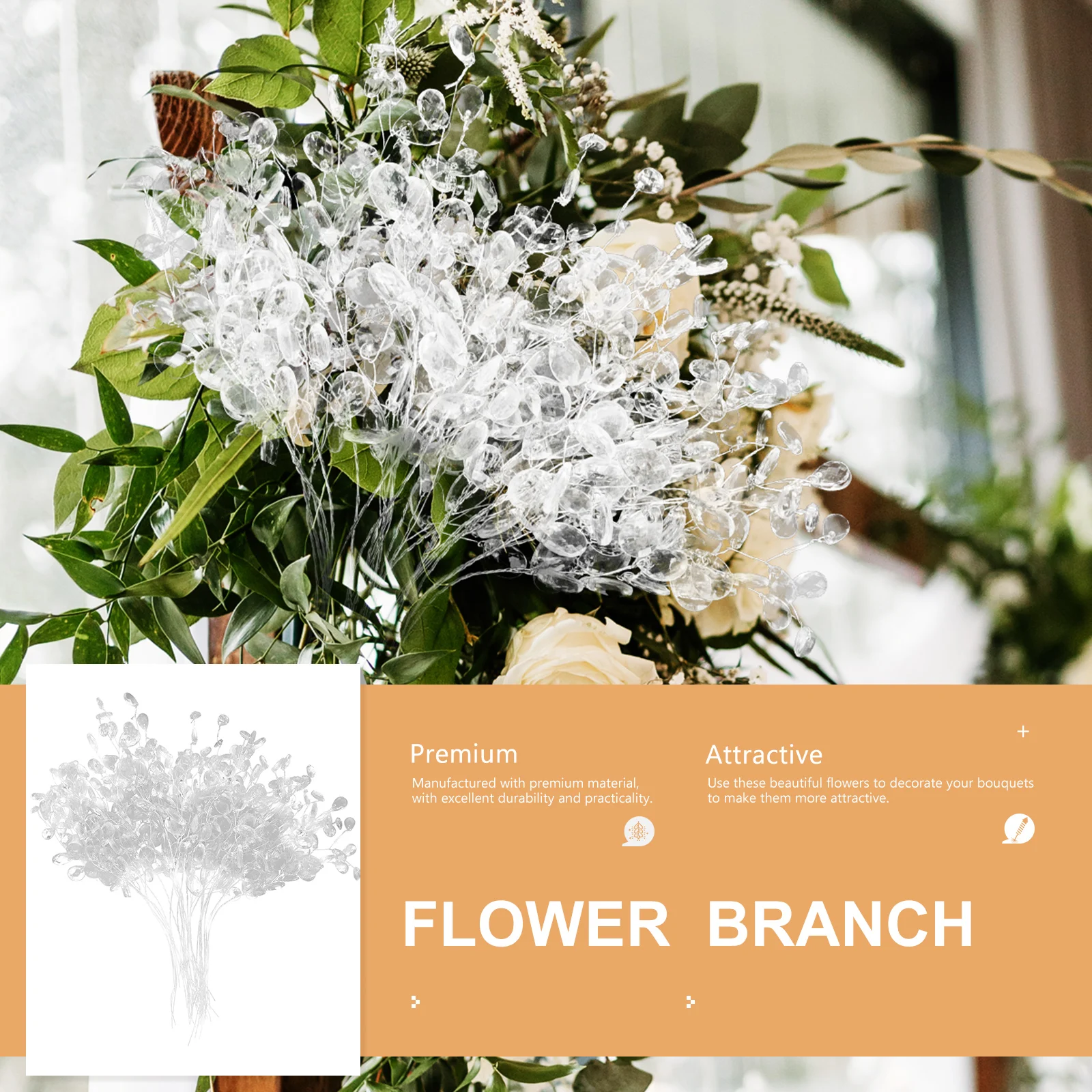 

50pcs Acrylic Flower Artificial Plants Crystal Bud Branches Wedding DIY Craft Supplies Aluminum WireFlower Home Decor