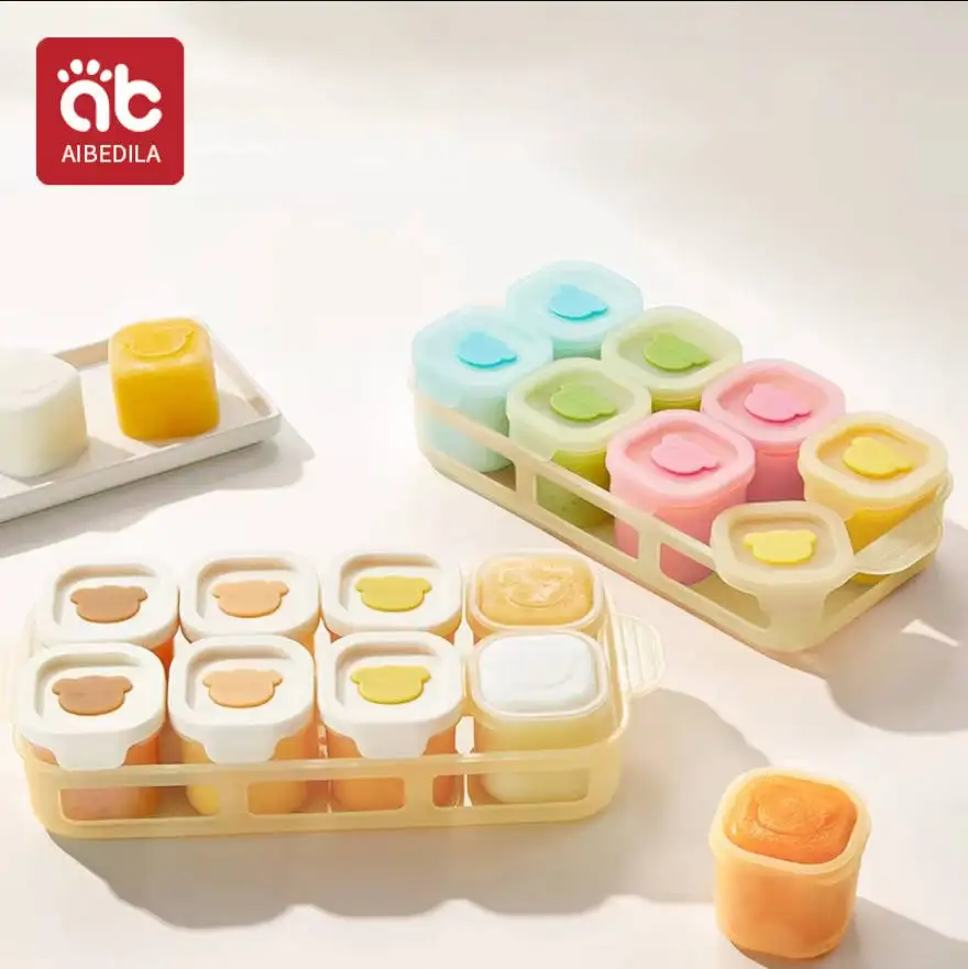 AIBEDILA Baby Silicone Food Freezer Tray Independent Grid Food Grade Mold Reusable Steamable Storage Box for Infant Puree Soup
