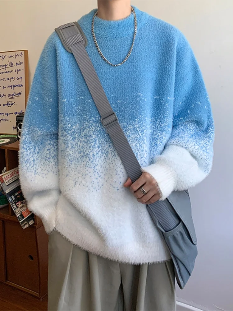 

Мужской вязаный джемпер свободного кроя с круглым вырезом, осенне-зимний, в американском ретро-стиле, для подростков, повседневный, в стиле лоу-кэжуал