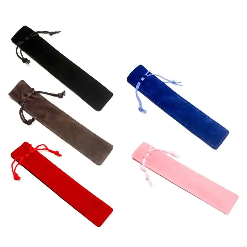R9JA 1 Piece Dropstring Pen Pouches Solid Color Single Ballpoint Pen tas tas