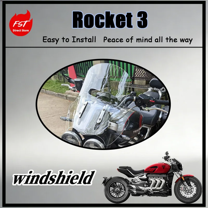 FOR High Light Transmittance Clear Windscreen for Rocket 3 Anti-Fade Frost Resistant Corrosion Proof Vibration Suppression