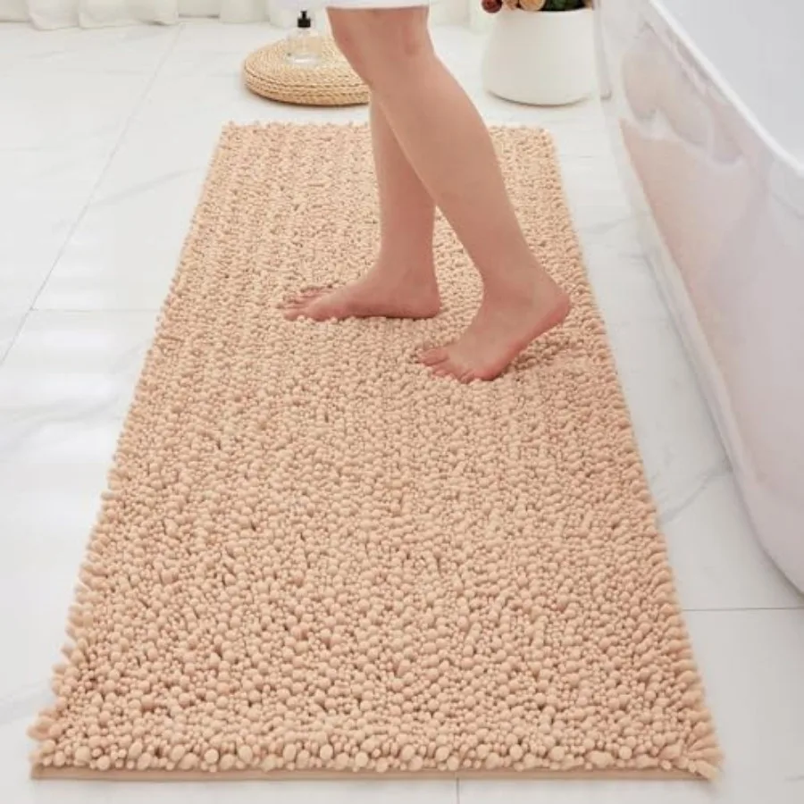 

Bathroom Rugs Non Slip Washable 44x24 Extra Thick Soft Chenille Absorbent Bath Mat High Density Barrier Non Slip Backing Quick