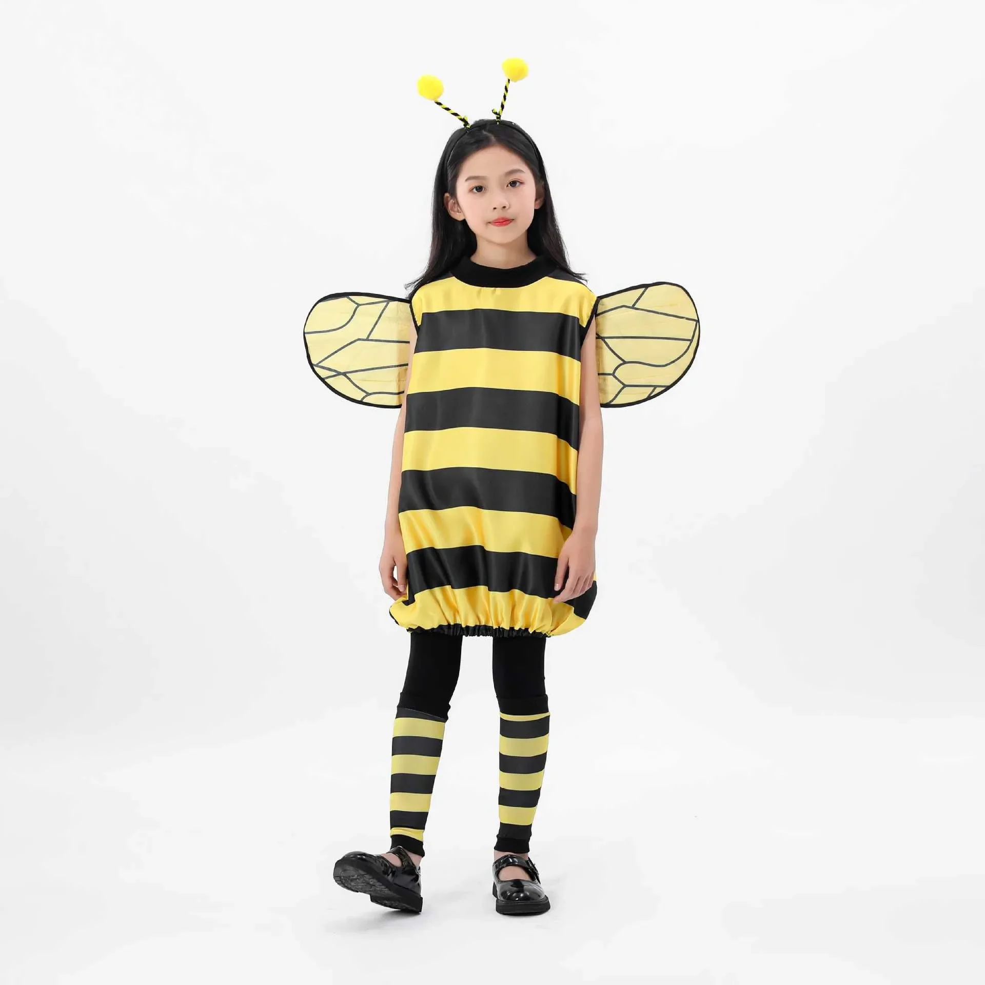 

Halloween Striped Patchwork Bee Costume for Women Funny Animal Adult with Knee-hig Bee Insect Christmas Cosplay Costume Festival