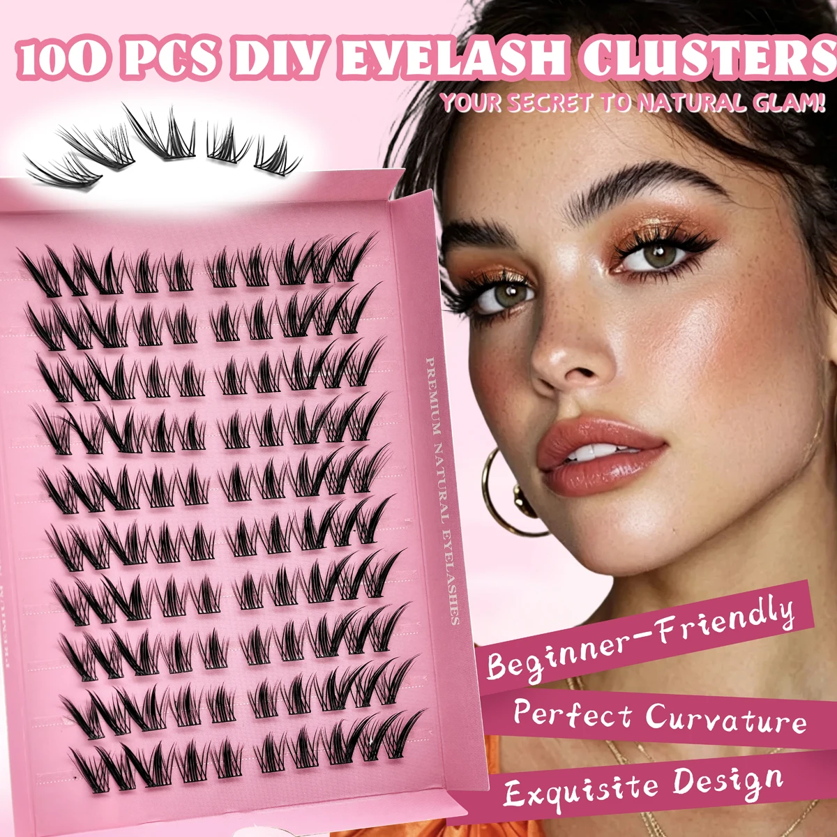 Gradient layered slim cluster lashes, 9-13mm mixed lengths, curved outer corners. DIY customizable individual clusters to craft