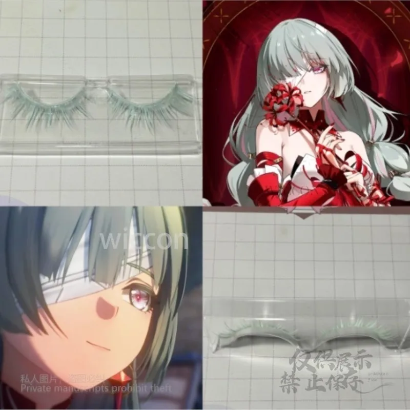 Peluca de Cosplay de Anime Phrolova, peluca mixta verde y rosa, pendientes de disfraz, pestañas sintéticas resistentes al calor, Phrolova para fiesta de Halloween