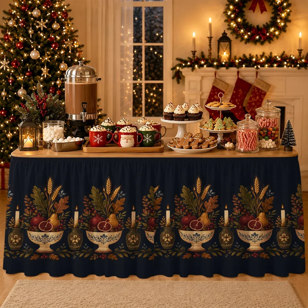 Panoramic grassland elegant and natural Thanksgiving tablecloth, Thanksgiving harvest home decoration