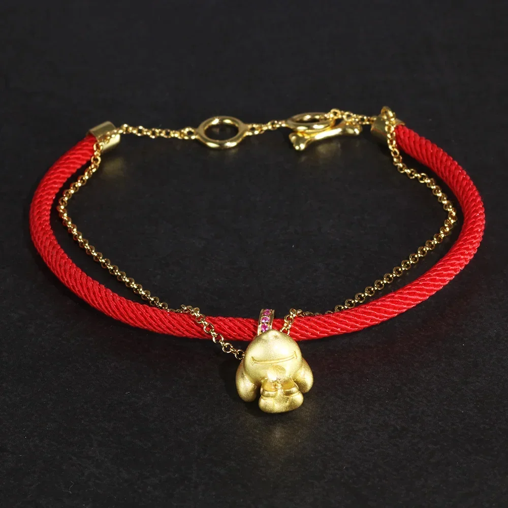 Cute Dog Charm 925 Sterling Silver Red Rope Chain Bracelets For Women Girls Ladies Gold Color Chinese Zodiac Jewelry