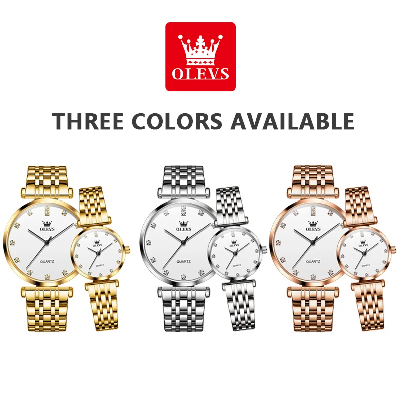 OLEVS Couple Watches Simple Luxury Fashion Original Wristwatch Exquisite watch Bift Box His and Her Watch Set Lover Waterproof