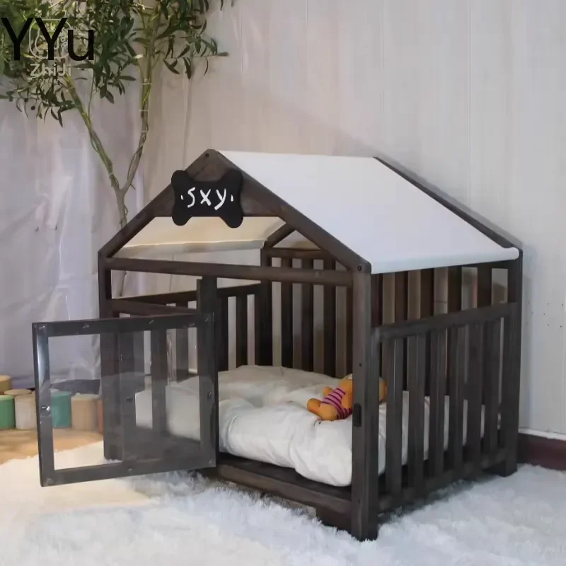 for Wooden Dog House Indoor Luxury Pet Shelter Bed for Small Medium Dogs Stylish Design Furniture Kennel Crate Home Decor