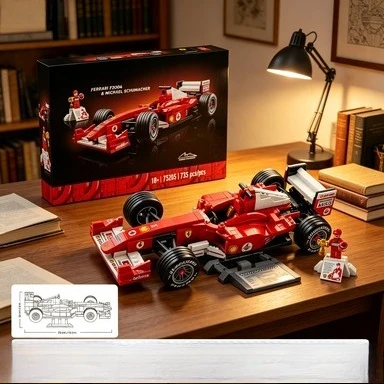 バンダイ-11375-f1-f2004-レーシングカー-735-個メカニカルグループブロックコレクタブルホームデコレーションオーナメントレゴレンガと互換性あり