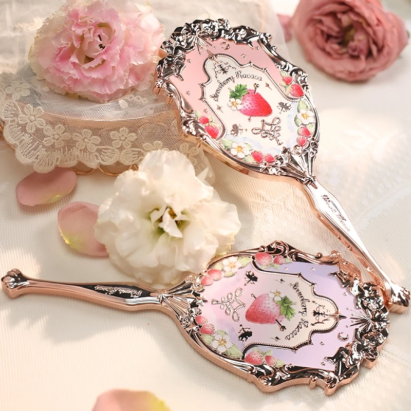 Flower Knows Strawberry Rococo Series Strawberry replica color Hand Mirror HD Mirror Makeup Tools