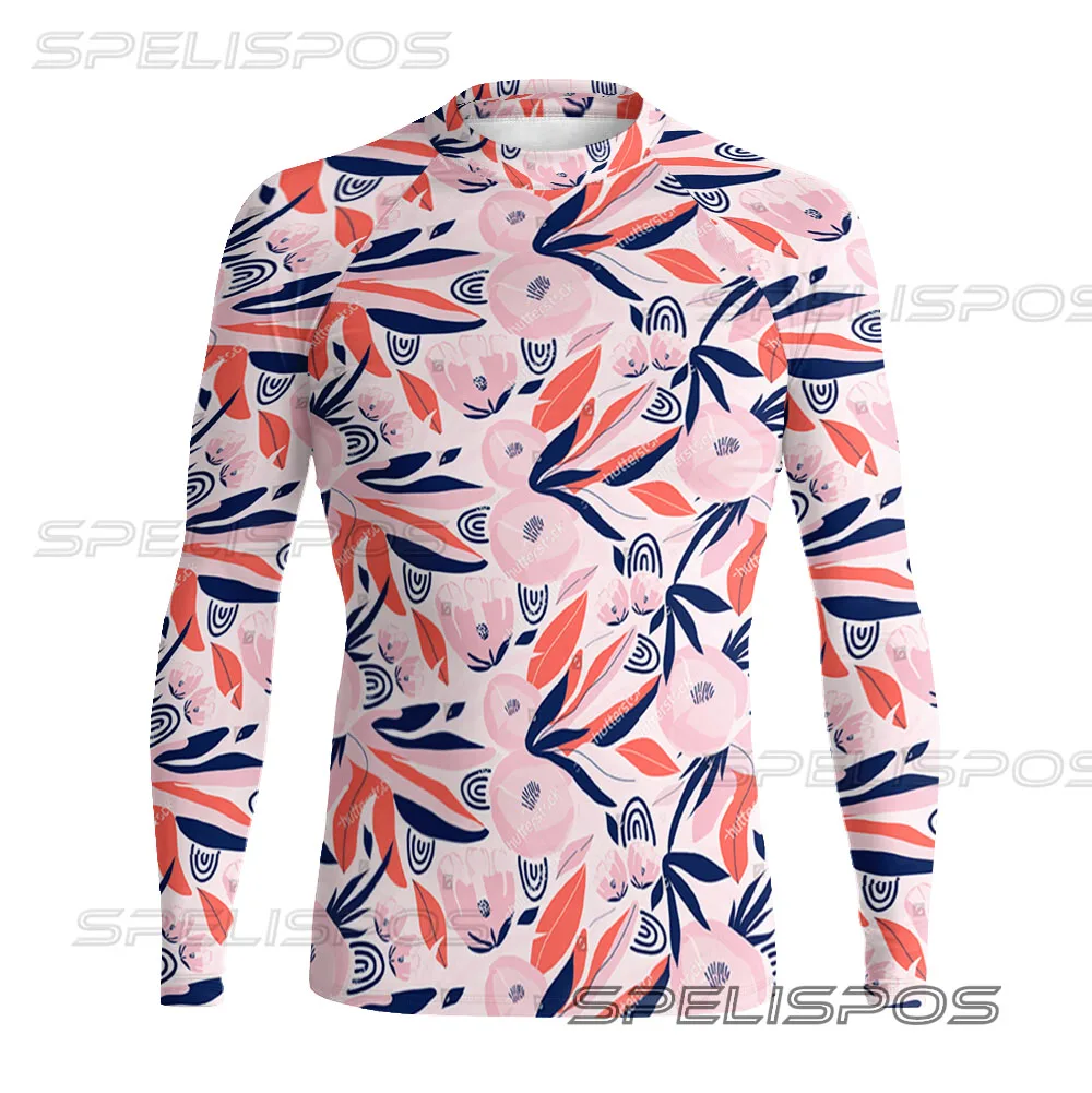 SPELISPOS Long Sleeve Surfing Swimsuit Men's Fashion Comfortable Shirt Water Sports Fitness Quick-Dry High-Elastic UPF 50+ Tops