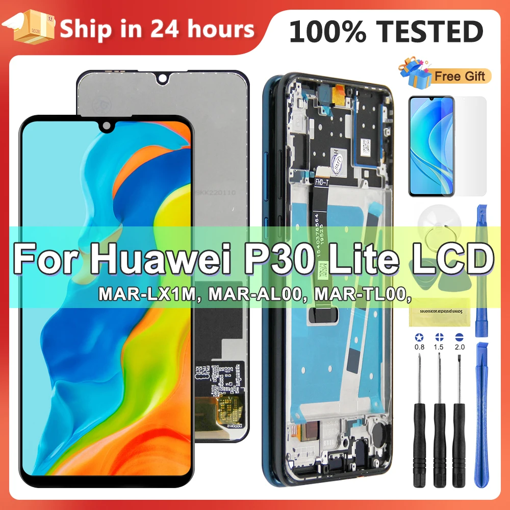 

6,15-дюймовый ЖК-экран для Huawei P30 lite, дигитайзер сенсорного экрана в сборе с рамкой для Huawei P30 lite MAR-LX1M