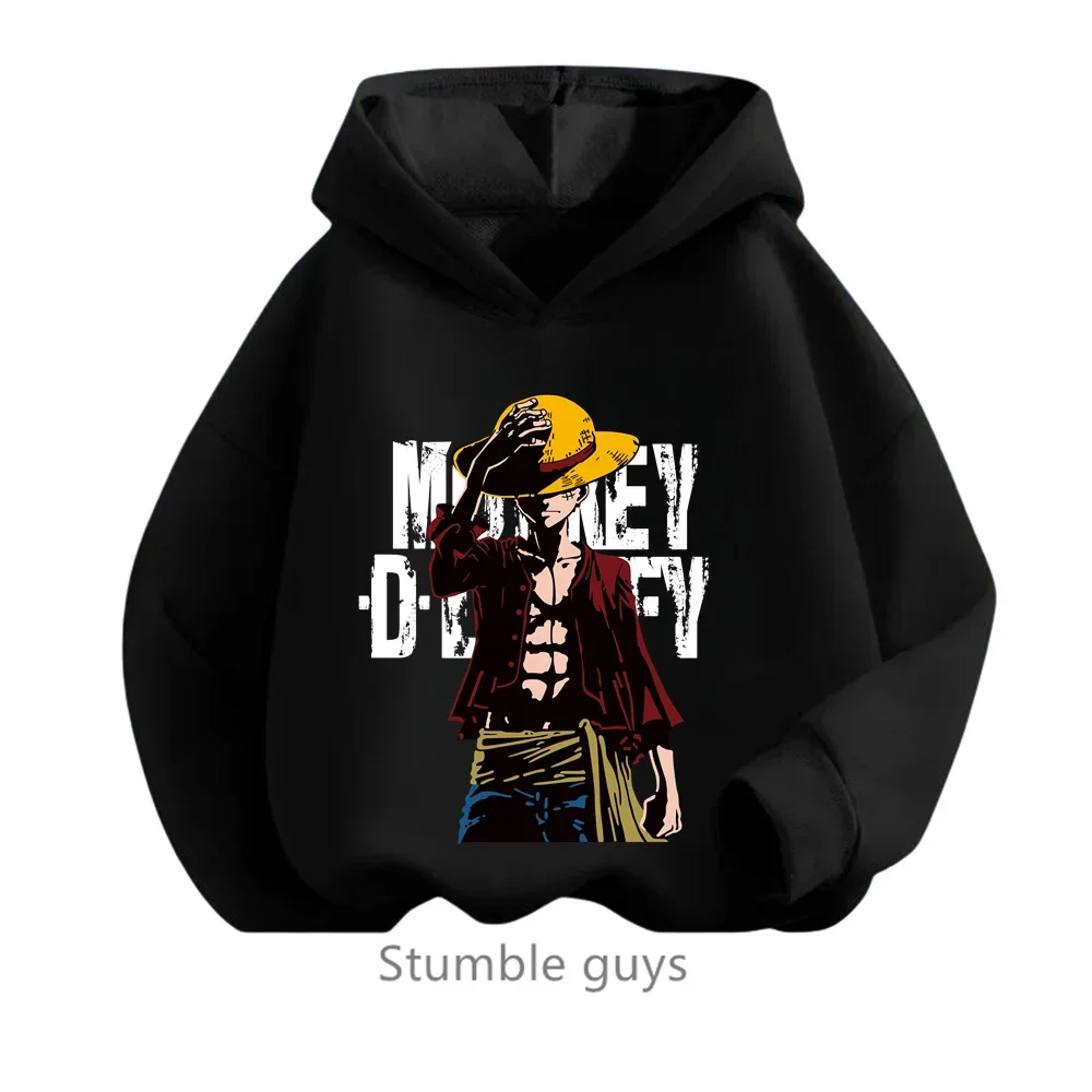 Teen Anime One Pieces Hoodie Kids Clothes Boys Spring Autumn Girls Clothing Cartoon Luffy Zoro Sweatshirt Suit Hooded Goku Tops