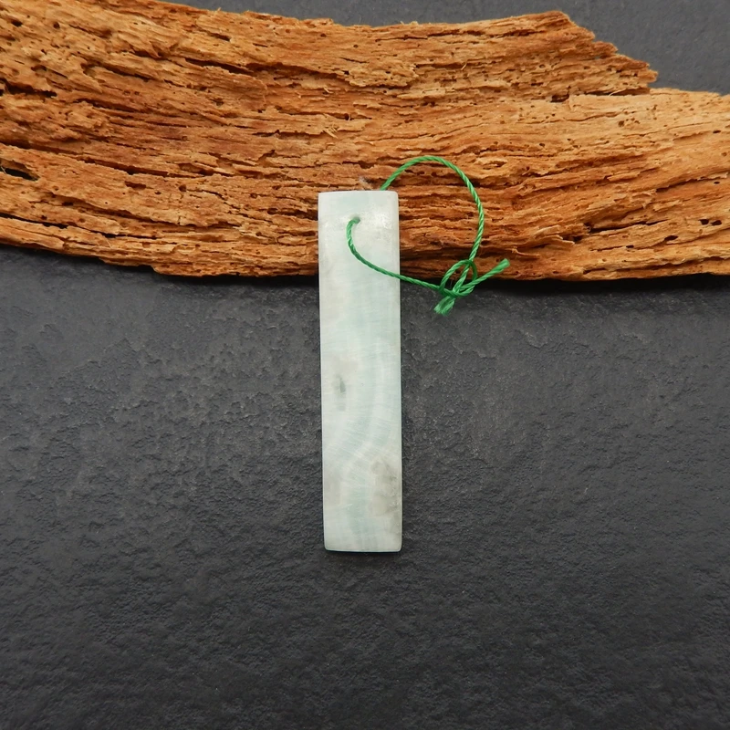 مصقول الهيميمورفيت مستطيلة قلادة شاحب أكوا-أبيض الأحجار الكريمة والمجوهرات مكون DIY بها بنفسك اكسسوارات 46x10x4mm-4.4g #3