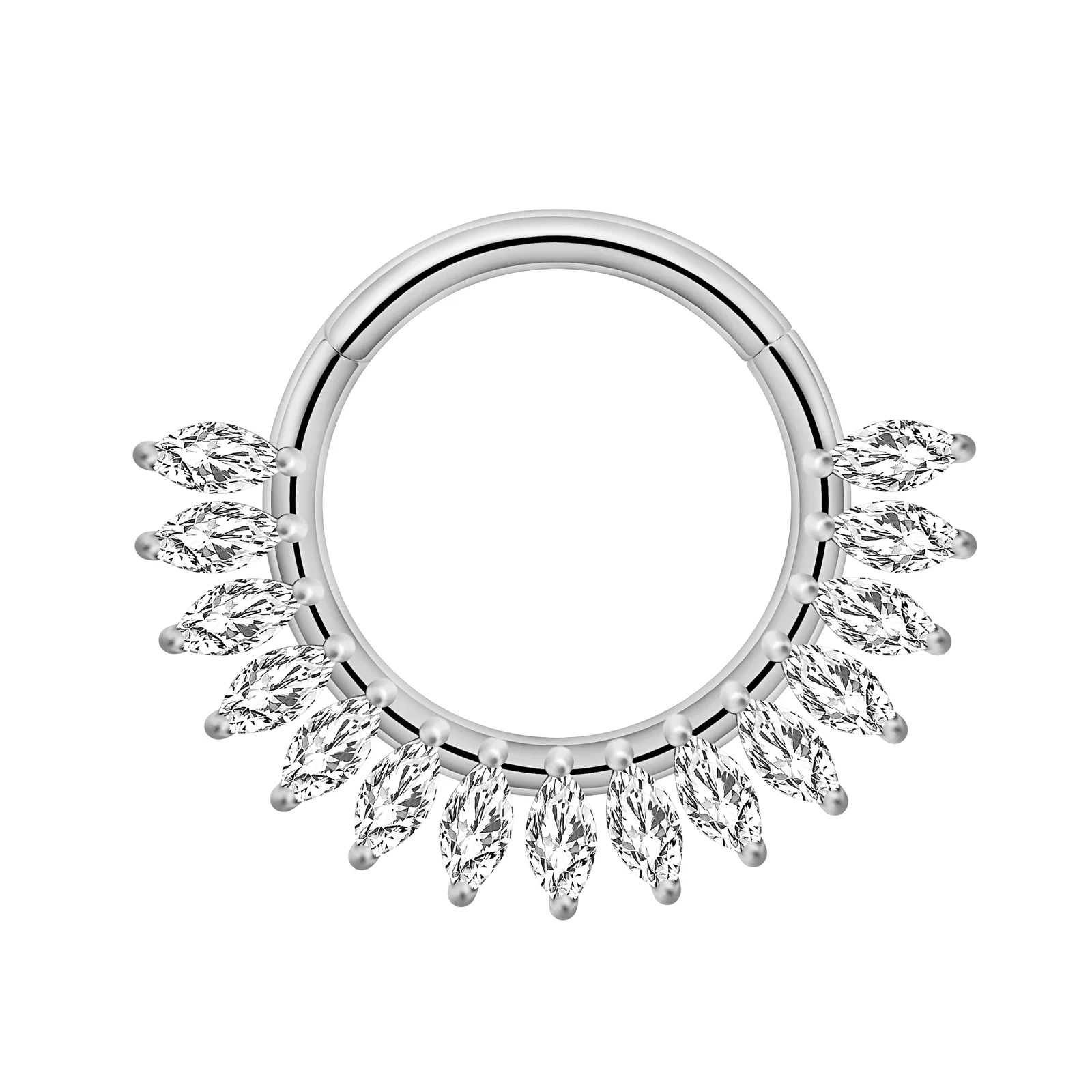 Stainless Steel Hinged Hoop Nose Rings with Butterfly Pattern