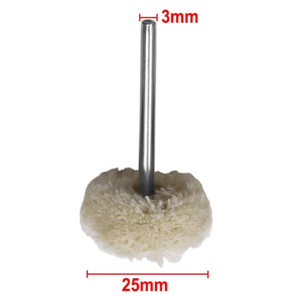 STONEGO 10PCS Wool Wheel Polishing Head - 3mm Shank - Buffing Polishing Jewelry Metals - Rotary Tool Accessories