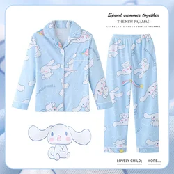 Sanrio Hello Kitty Children Pajamas Suit Long-Sleeved Autumn Cinnamoroll Kuromi Autumn Anime Home Sleepwear Student Suit