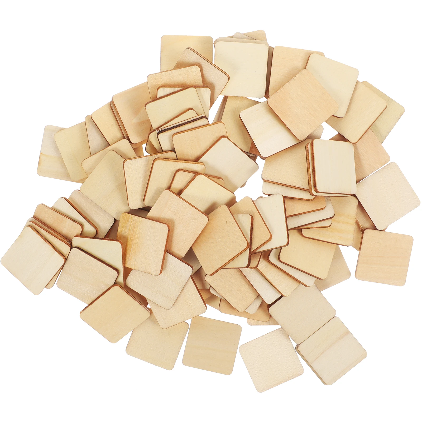 

100 Pcs DIY Wood Chip Set Unpainted Square Craft Supplies Blank Wood Pieces for Home Decor Projects