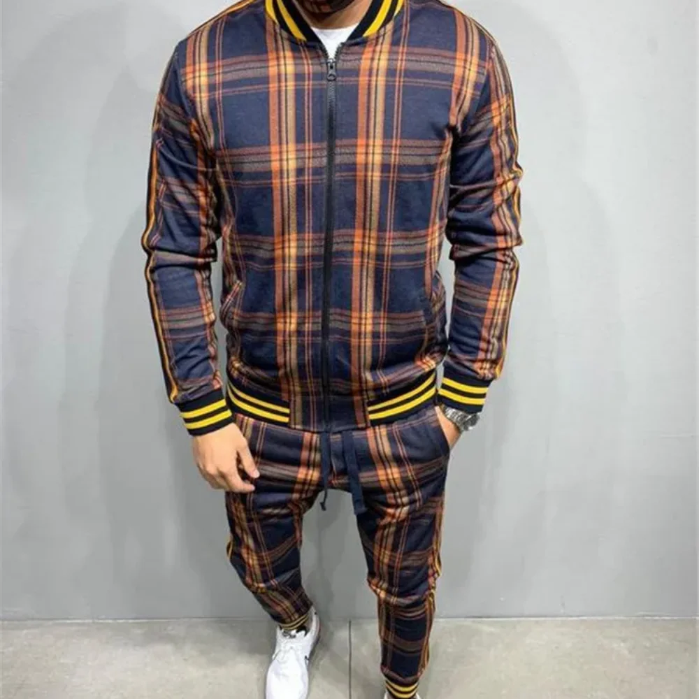 Plaid Printed Loose Suit Couple Clothes Fashion Tracksuit Grey Tracksuit Fullset Black Pink Faded Tracksuit Full Set Tracksuit