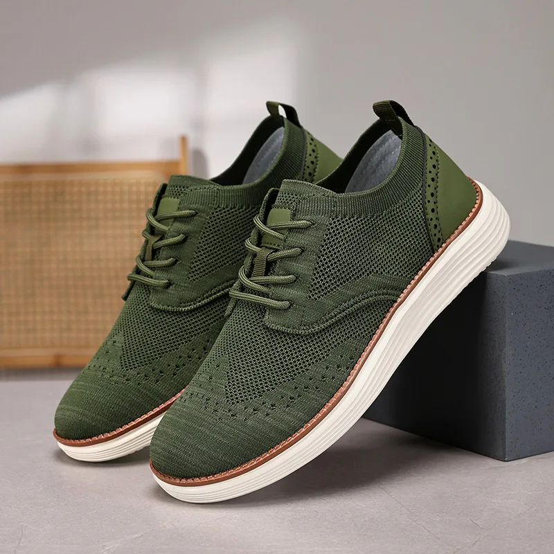 New cross-border lightweight lace-up casual men's shoes large size 48 breathable fly-woven loafers explosion